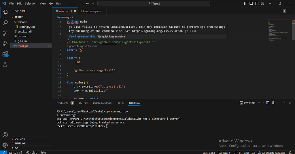 Problems with CGO and PKCS11.h in Windows 10 - Code Review - Go Forum