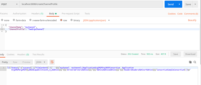 screen3:The output from postman after removing invalid Byte Sequence